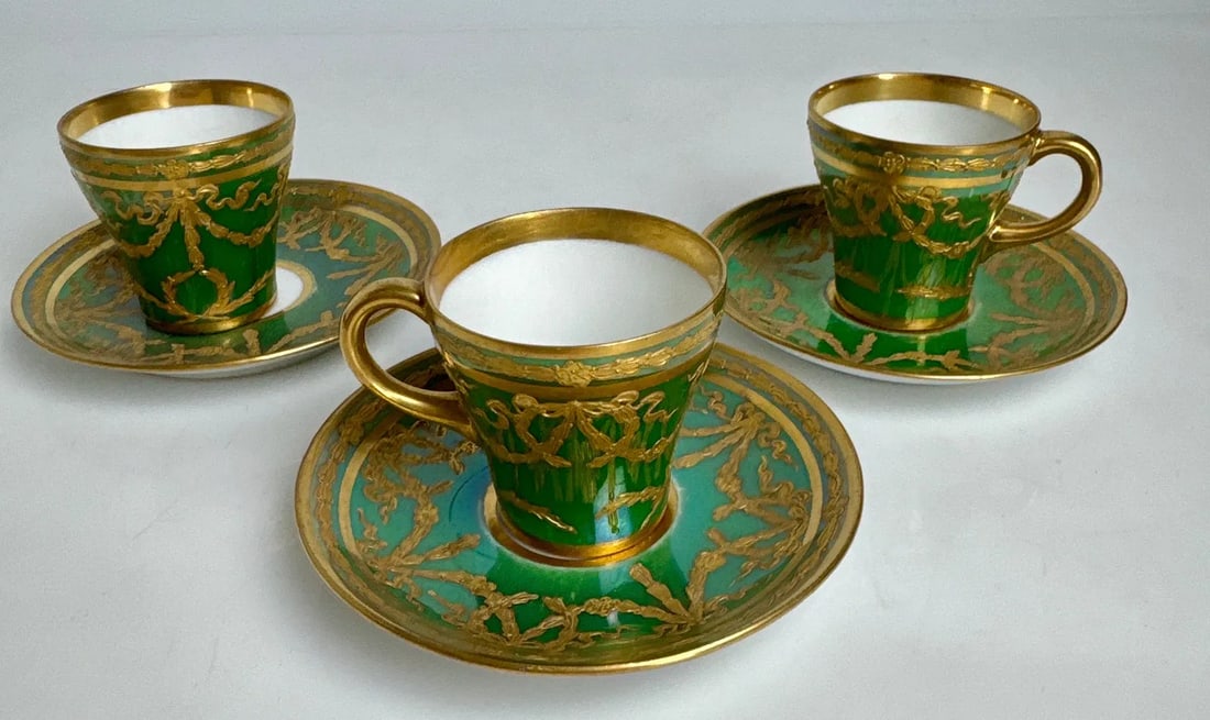 SET OF 3 DRESDEN DEMITASSE CUP AND SAUCERS (1 of 2)