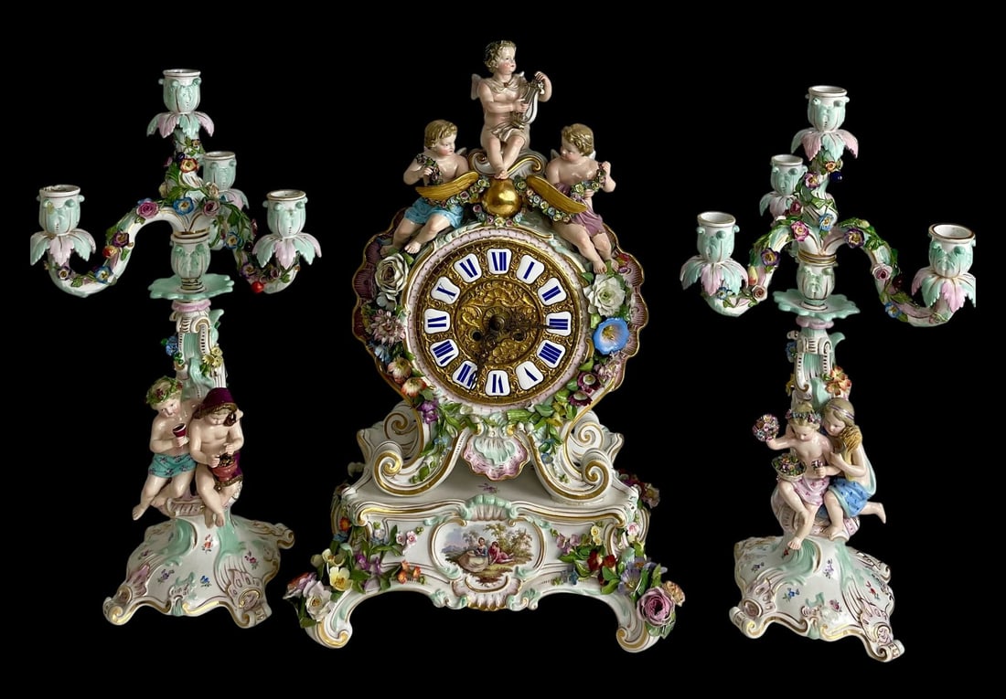 19TH C. MEISSEN CLOCK SET (1 of 5)