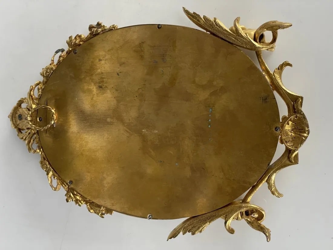 19TH C. FRENCH CHAMPLEVE ENAMEL BRONZE MIRROR - 5