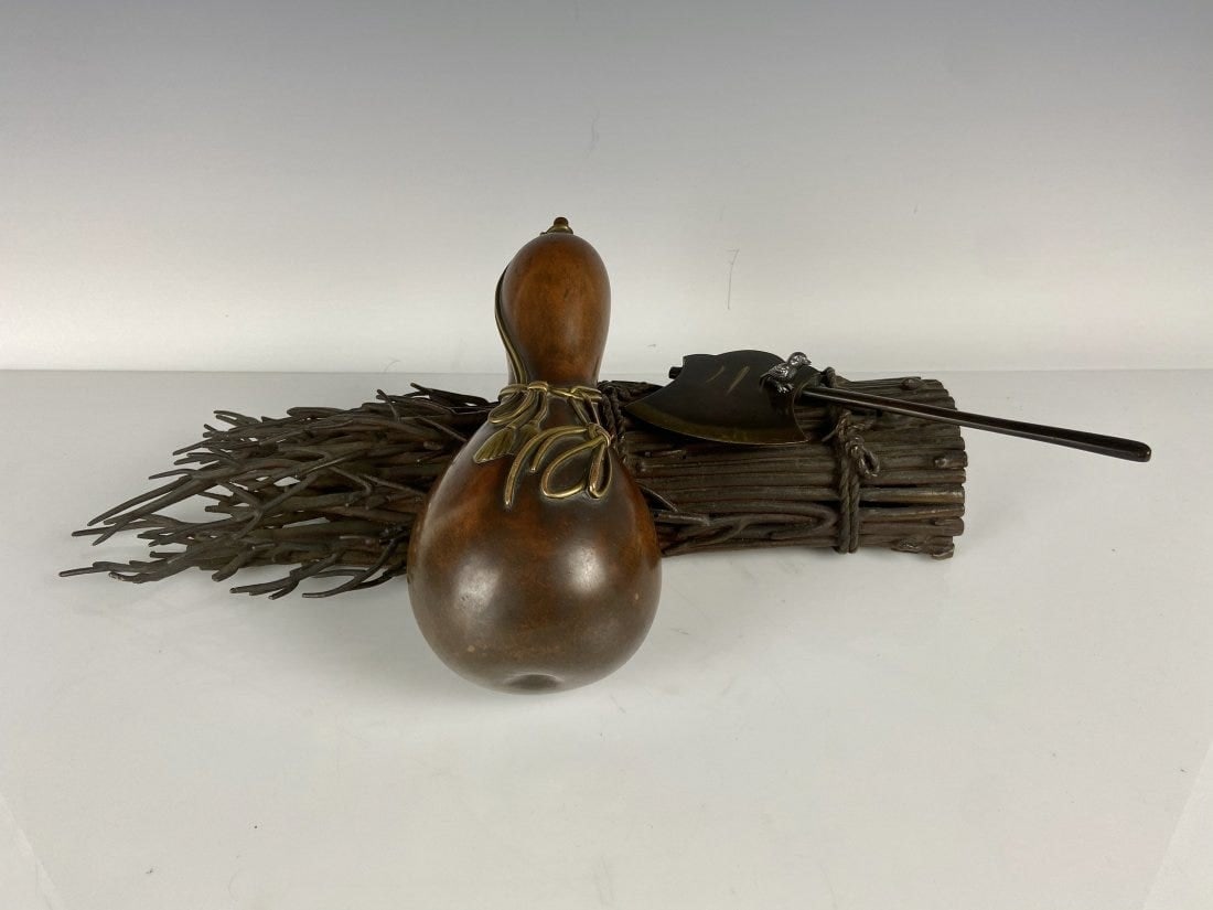 A JAPANESE MIXED METAL SCULPTURE: Circa 1900. Measures 18 inches