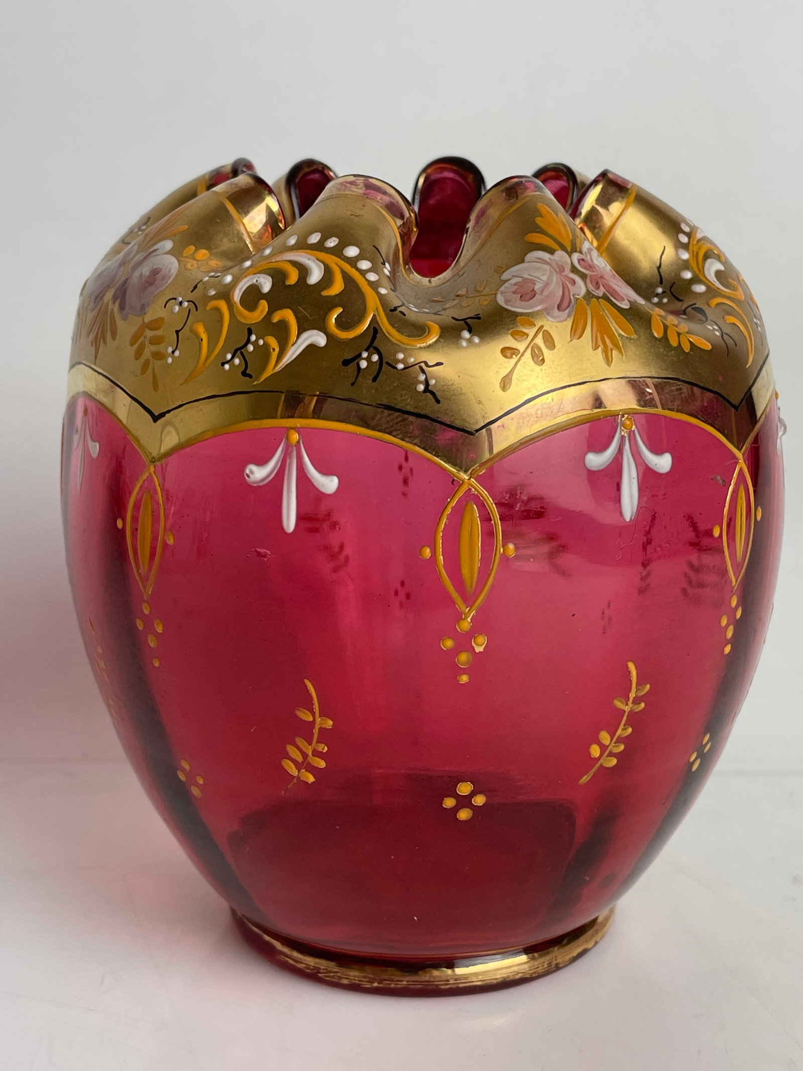 GILT AND ENAMELED MOSER VASE: Circa 1900. Measures 5.5” h. In very good condition. Estimate $400-500