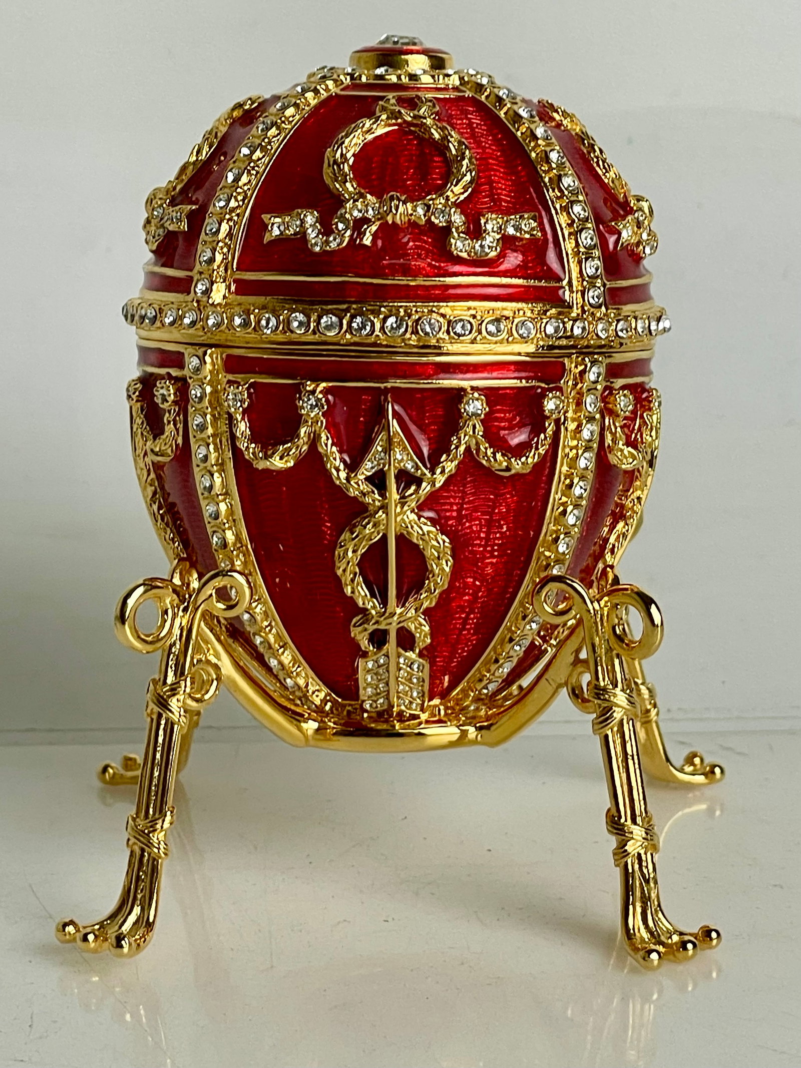 IMPERIAL FABERGE ENAMEL EGG: Stamped FABERGE. In excellent condition. Estimate $800-1000