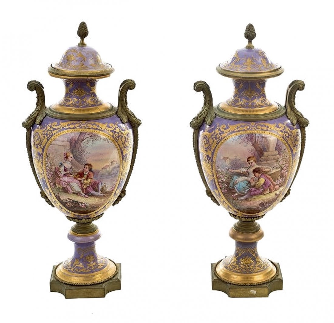 A PAIR OF 19TH CENTURY SEVRES PORCELAIN VASES (1 of 1)