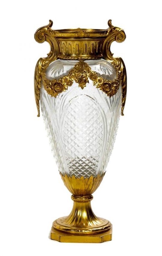 BACCARAT CRYSTAL AND DORE BRONZE VASE (1 of 1)