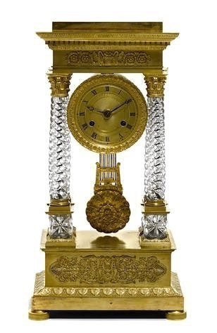 BACCARAT CRYSTAL AND ORMOLU EMPIRE STYLE 19TH C. CLOCK (1 of 2)