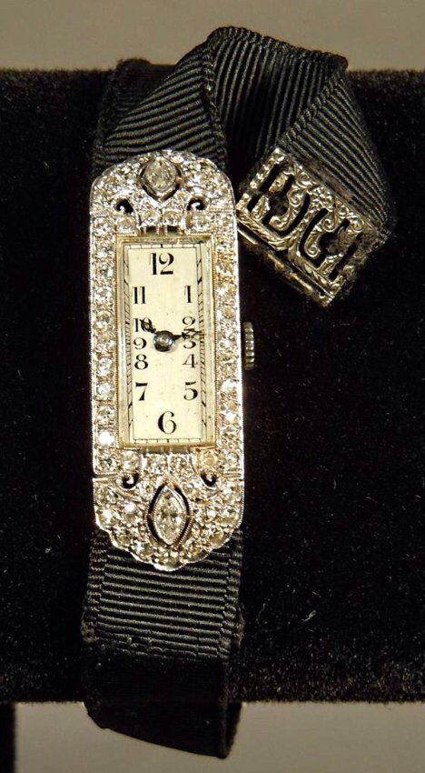 18K WHITE GOLD AND DIAMOND LADIES ART DECO WATCH (1 of 3)