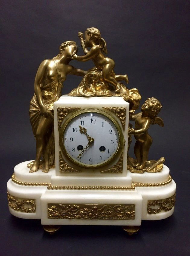19TH CENTURY DORE BRONZE AND MARBLE CLOCK (1 of 5)