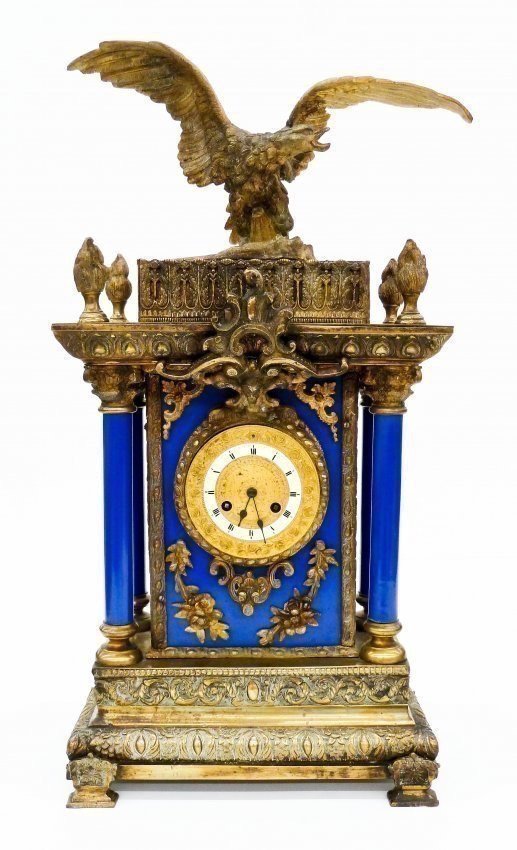 LARGE EMPIRE STYLE FRENCH BRONZE CLOCK (1 of 1)