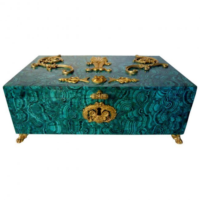 DORE BRONZE MOUNTED RUSSIAN MALACHITE BOX (1 of 1)