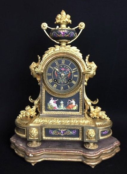 19TH CENTURY DORE BRONZE AND SEVRES PORCELAIN CLOCK (1 of 3)
