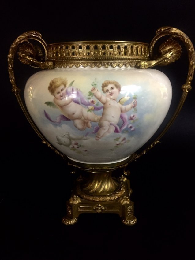 ORMOLU MOUNTED SEVRES STYLE PORCELAIN CENTERPIECE (1 of 2)