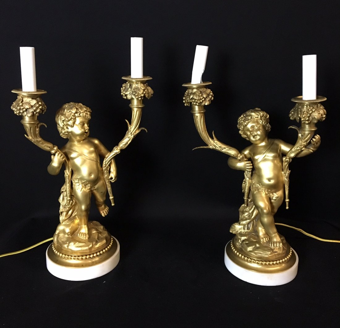 A PAIR OF 19TH CENTURY DORE BRONZE CANDELABRA (1 of 3)
