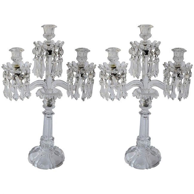 A PAIR OF 19TH CENTURY BACCARAT CANDELABRA (1 of 4)
