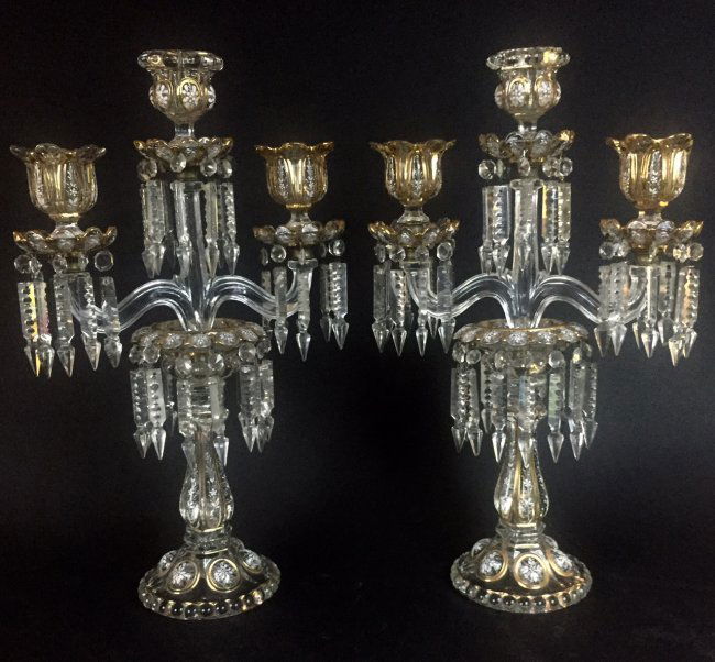 A PAIR OF 19TH CENTURY BACCARAT CANDELABRA (1 of 2)