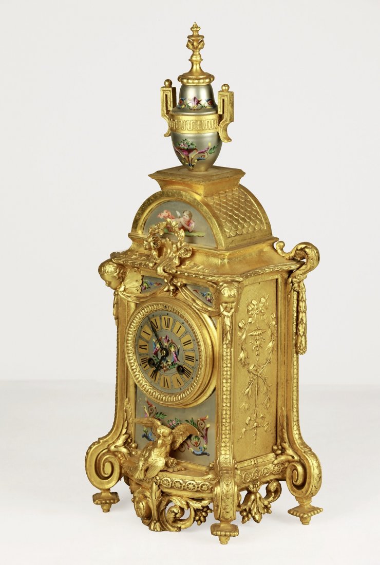 19TH CENTURY SEVRES PORCELAIN AND DORE BRONZE CLOCK (1 of 5)