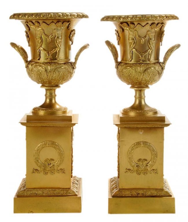 A 19TH CENTURY EMPIRE STYLE ORMOLU VASES (1 of 1)