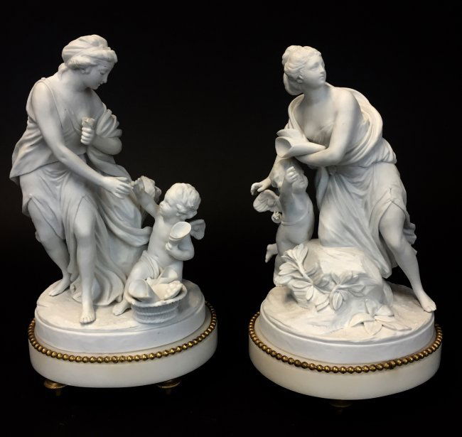 PAIR OF 19TH CENTURY BISQUE PORCEALIN MARBLE GROUPS (1 of 3)