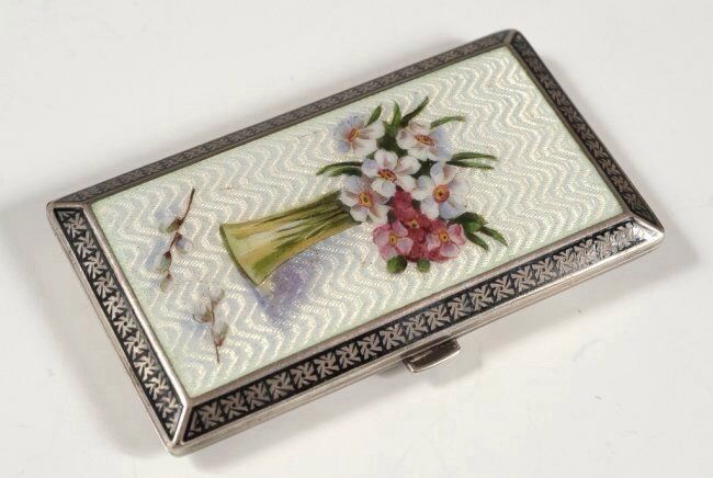 FRENCH GUILLOCHE ENAMEL ON STERLING CARD CASE (1 of 2)