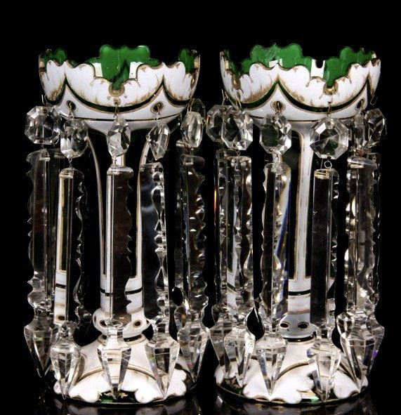 A PAIR OF 19TH CENTURY BOHEMIAN OVERLAY GLASS LUSTERS (1 of 1)