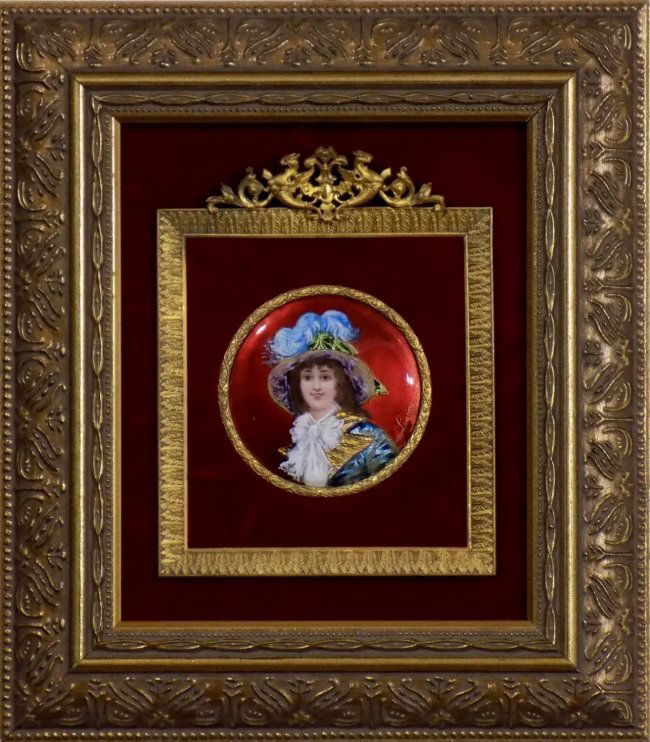 19TH C. LIMOGES ENAMEL PLAQUE IN A BRONZE FRAME (1 of 1)