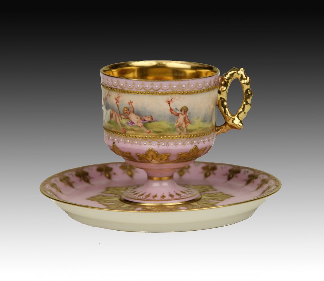 A VERY FINE DRESDEN CUP AND SAUCER (1 of 4)
