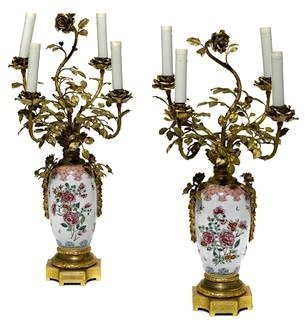 PAIR OF ORMOLU MOUNTED CHINESE PORCELAIN CANDELABRA (1 of 1)