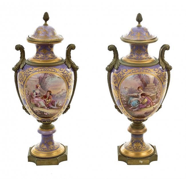 A PAIR OF 19TH CENTURY SEVRES PORCELAIN VASES (1 of 1)