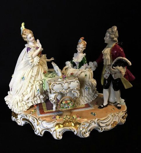 A LARGE DRESDEN PORCELAIN FIGURAL GROUP (1 of 3)