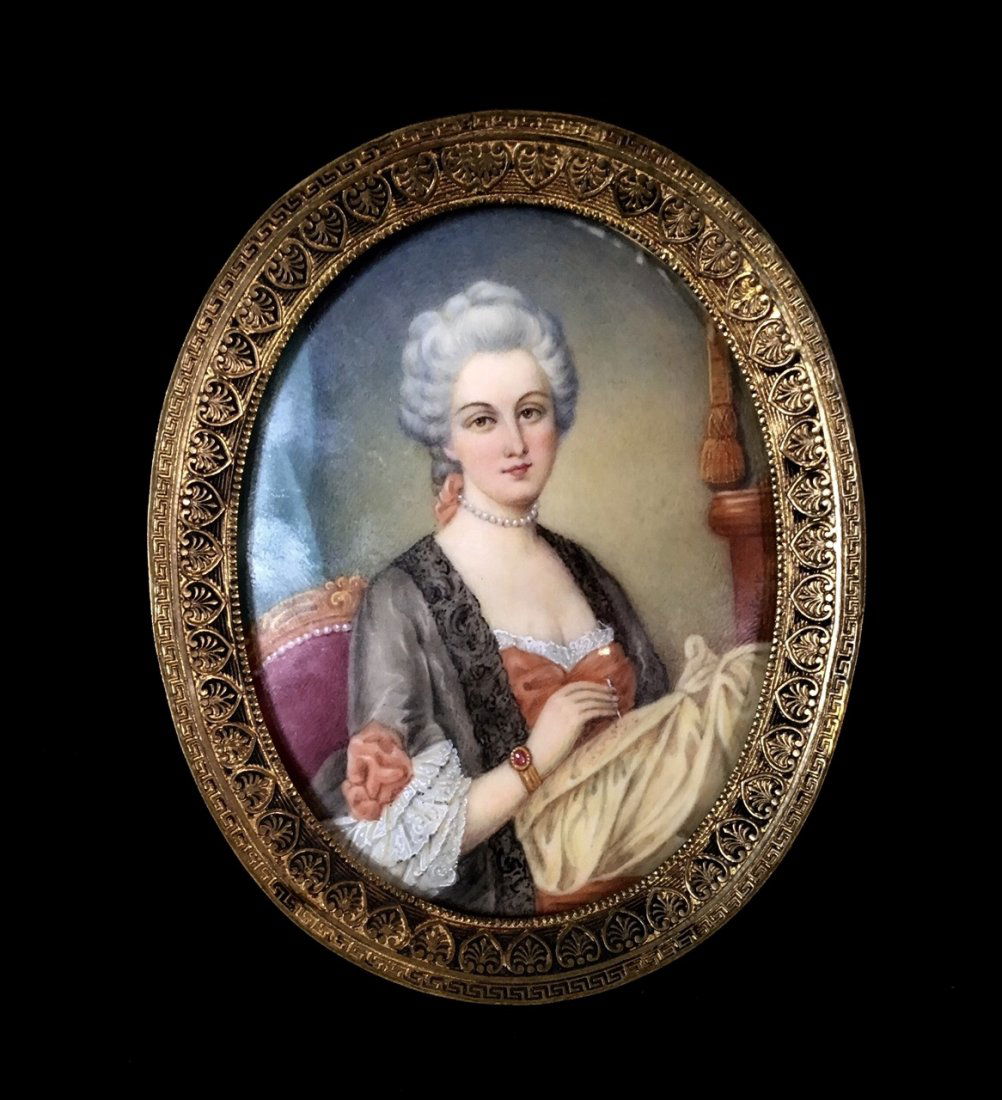 19TH CENTURY MINIATURE PAINTING WITH DORE BRONZE FRAME (1 of 1)