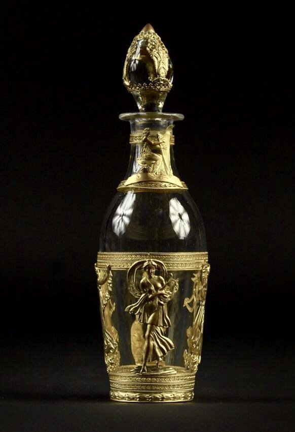 EMPIRE STYLE ORMOLU MOUNTED BACCAARAT GLASS BOTTLE (1 of 5)
