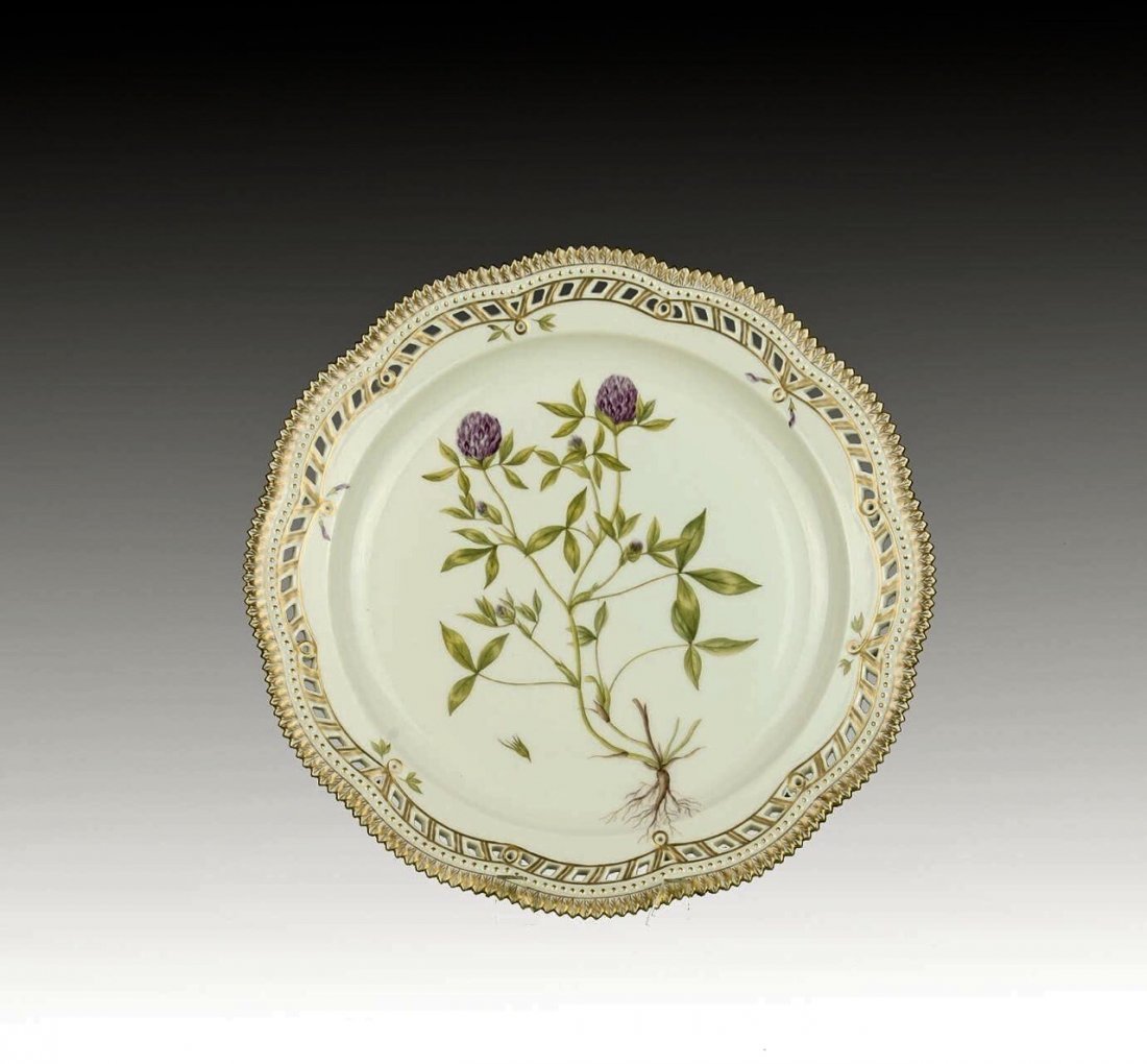 DANISH FLORA DANICA TRAY: Measures 14" Diameter. Perfect condition. Estimate $1.000-1.200