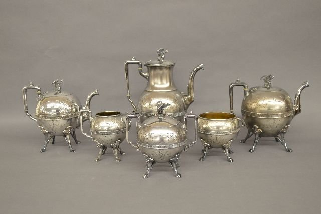 AMERICAN AESTHETIC MOVEMENT SILVERPLATE COFFEE SERVICE (1 of 3)