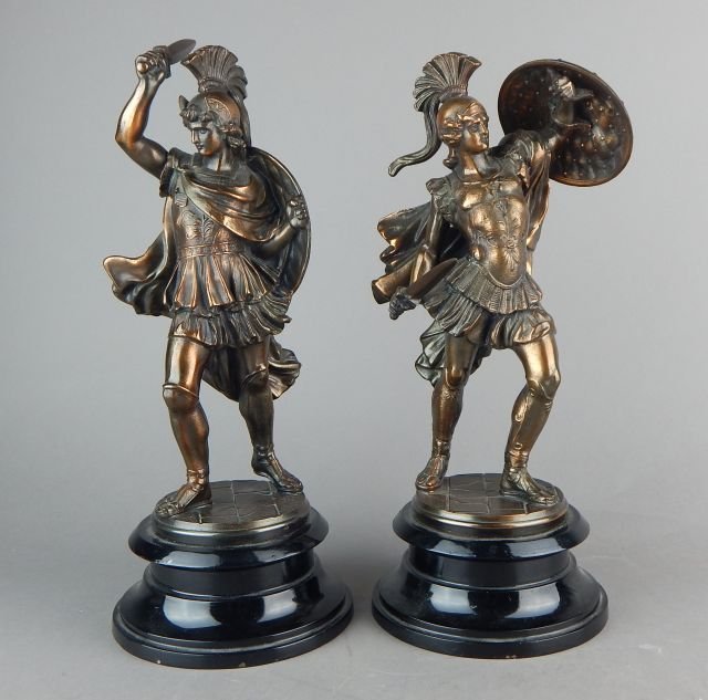 A PAIR OF BRONZED ROMAN GLADIATORS (1 of 4)