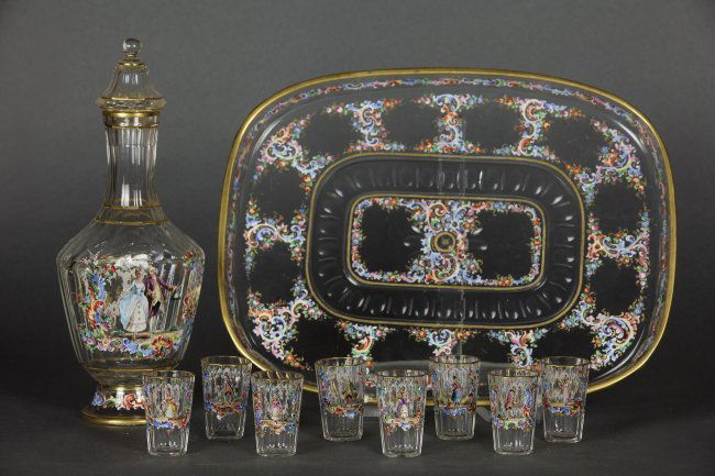 A 10 PIECE 19TH CENTURY LOBMEYR LIQUOR SET (1 of 5)