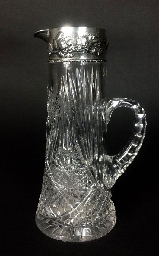 STERLING SILVER AND CUT CRYSTAL PITCHER (1 of 2)