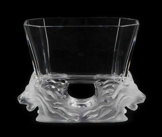 LALIQUE MOLDED AND FROSTED GLASS VASE (1 of 1)