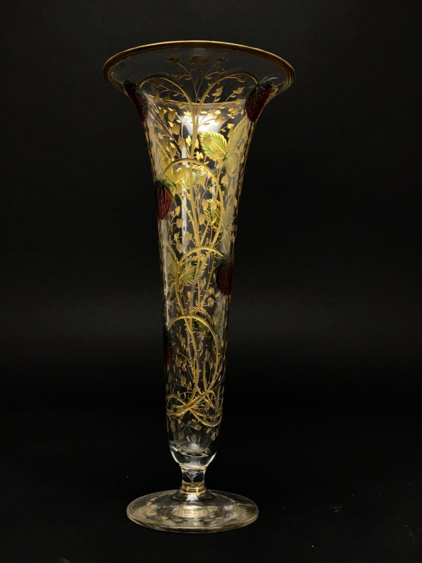19TH CENTURY GOLD AND ENAMEL DECORATED MOSER VASE (1 of 2)