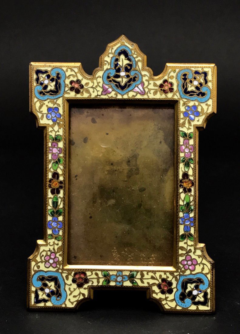 19TH C. FRENCH BRONZE CHAMPLEVE ENAMEL FRAME (1 of 1)