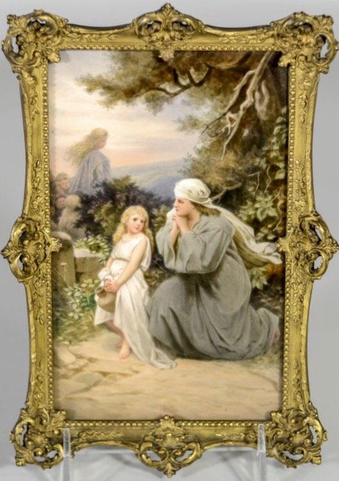 19TH CENTURY BERLIN KPM PLAQUE: Porcelain plaque measures 7" X 5". And 9"x6" framed. Excellent condition. Estimate $1.200-1.500