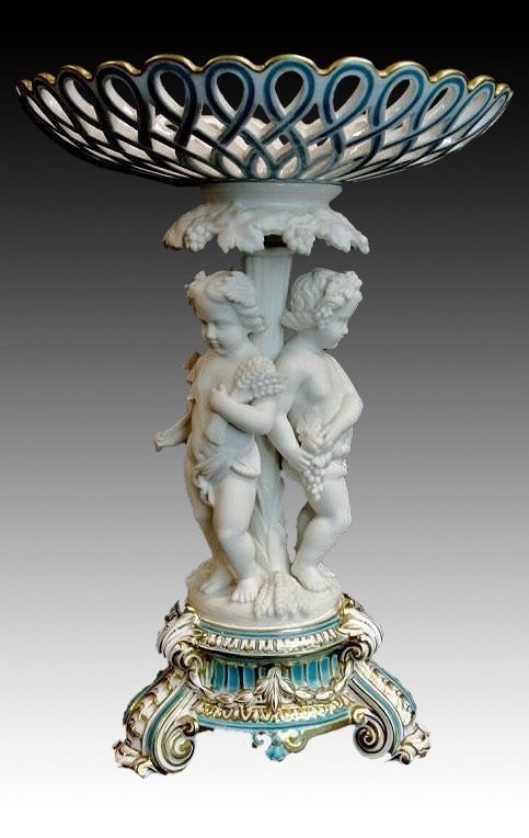 19TH CENTURY MINTON RETICULATED FOOTED BOWL: 18" High. Estimate $800-1.000