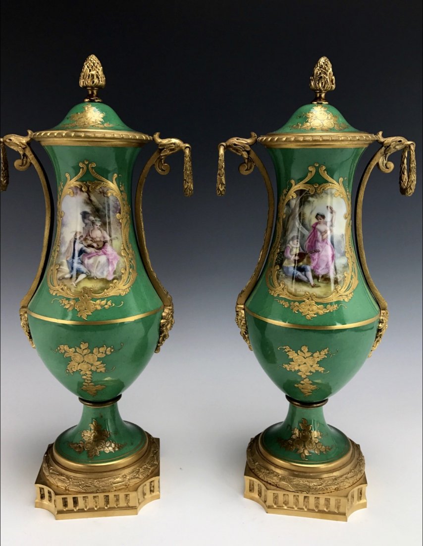 Ormolu mounted Sèvres porcelain vases. Sevres, Vase, Antique auctions