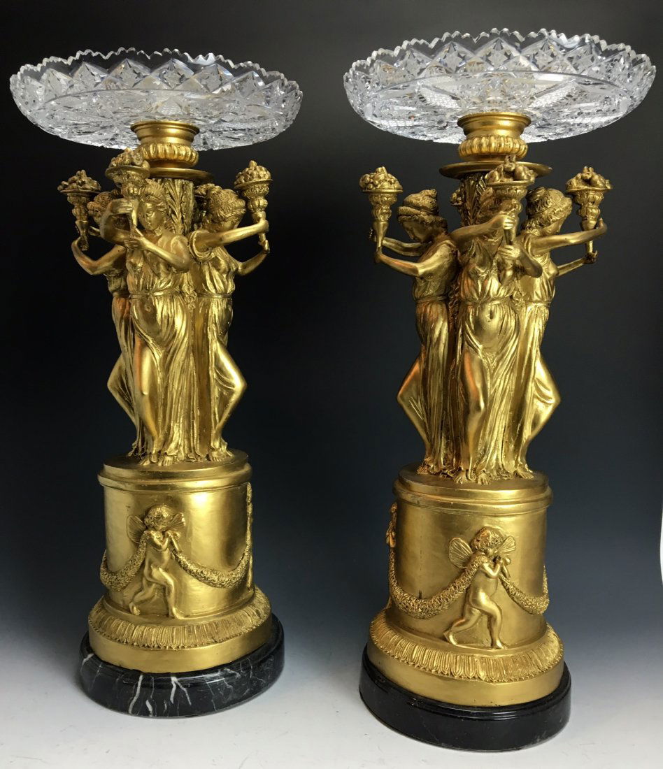 A PAIR OF LARGE EMPIRE STYLE CRYSTAL TOP CENTERPIECE (1 of 1)