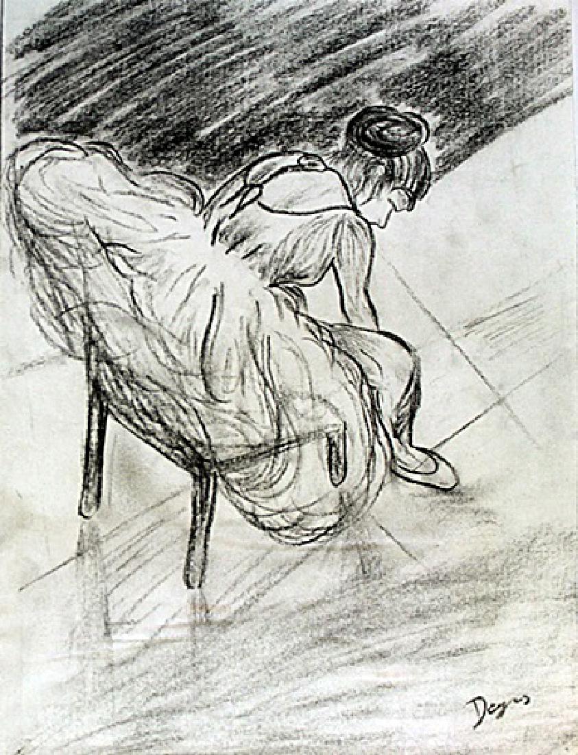 The Dancer - Drawing on Paper - Edgar Degas: Drawing on Paper attributed to Degas. Signed, Size Approx. 12 x 9 Inches