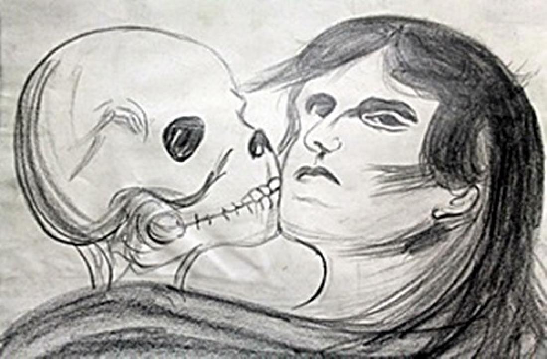 The Lovers 1920' - Drawing on Paper - Edvard Munch: Drawing on Paper, bearing the signature , in the manner of Munch. Approximate size: 12 x 8 1/2 Inches.