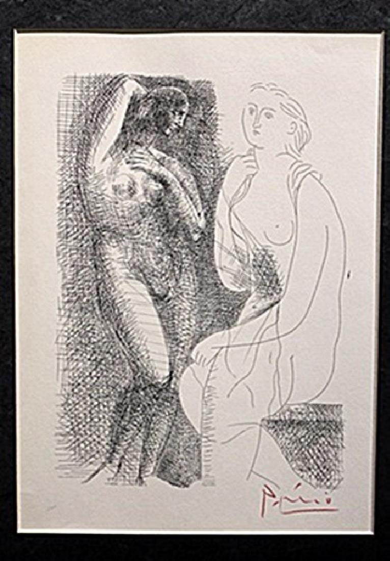 Signed Pablo Picasso: Authentic Pablo Picasso on paper bearing a signature. Unframed dimension approx 14 x 11.