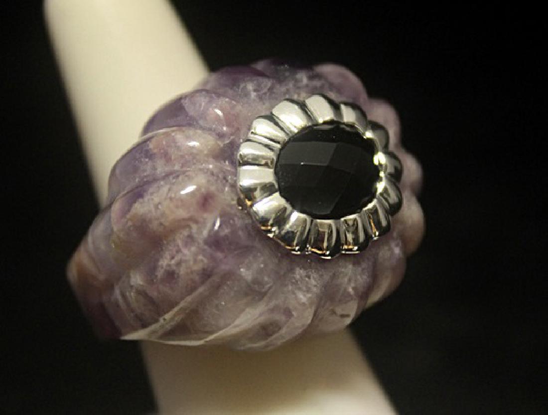 Lavish Amethyst & Sapphire Silver Ring: Lavish Amethyst & Sapphire Silver Ring; size approx. 6.