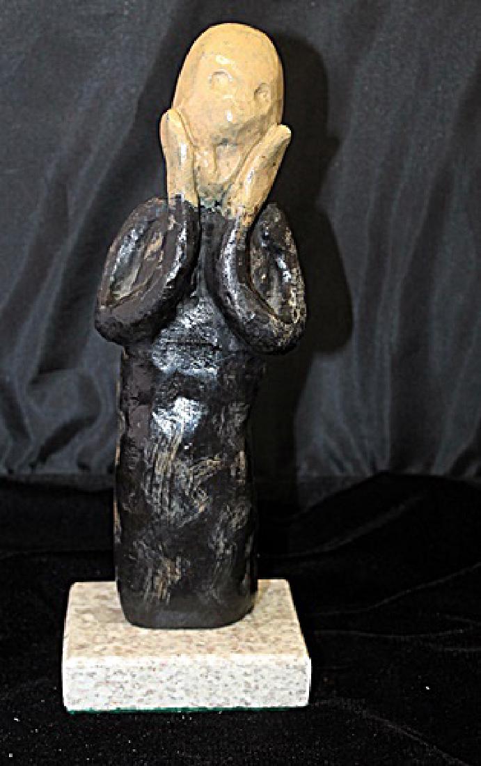 Signed Limited Edition Bronze Munch: Old recast patina bronze sculpture Edvard Munch, bearing a signature in a limited edition. Dimensions approx 13 x 7 x 5.