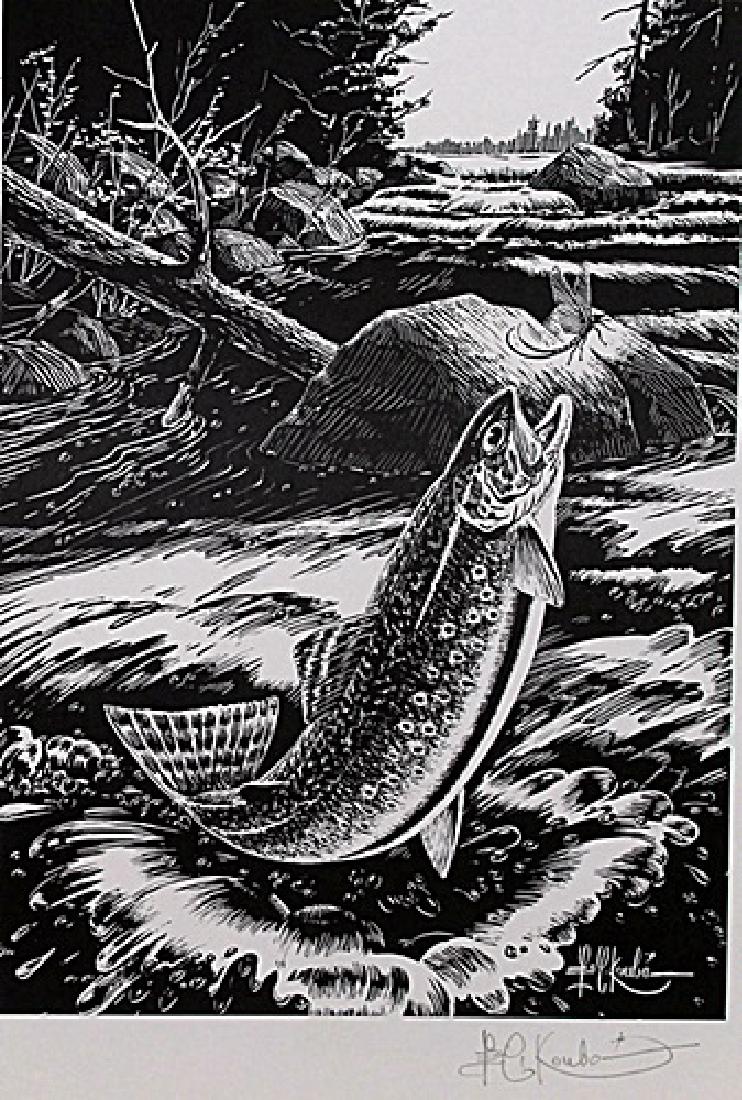 Hand Signed Fine Art Print after Les C. Kouba: authentic fine art print, Bearing an Interpretive Hand Pencil Signature and Plate Signature of the Artist, Approx. 14" " x 11" In.