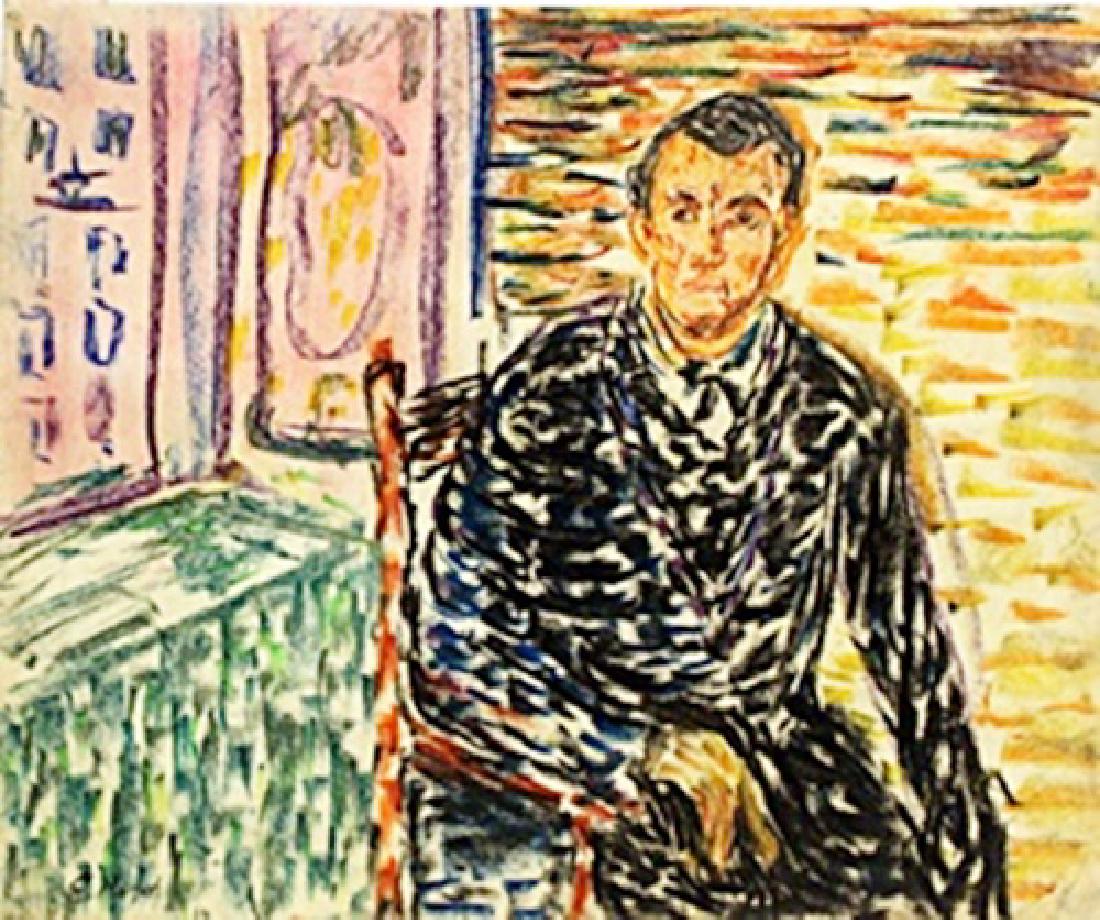 SelfPortrait - Edvard Munch: Pastel Drawing on Paper in the manner of Edvard Munch, bearing the signature , Size Approx. 11 x 9 In