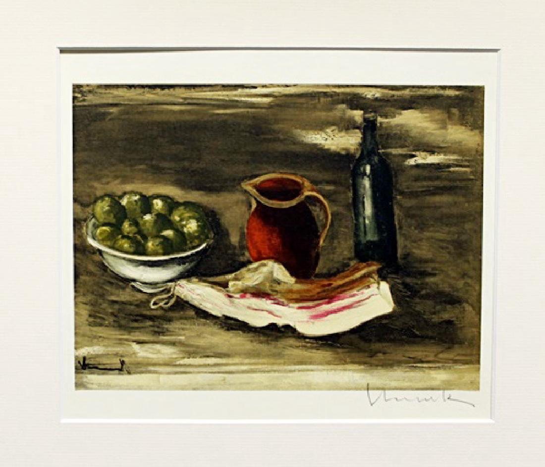 Still Life With Bacon - Maurice De Vlaminck -: Lithograph by Maurice De Vlaminck. Maurice de Vlaminck was a French painter. Along with André Derain and Henri Matisse he is considered one of the principal figures in the Fauve movement, a group of